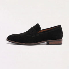 Nubuck leren loafers met saddle strap