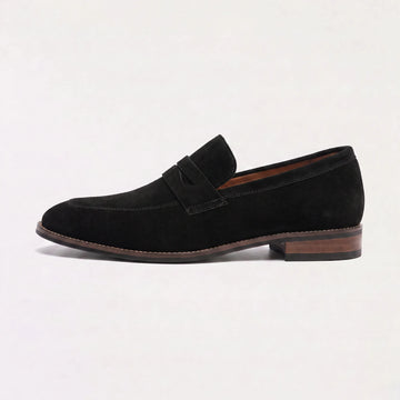 Nubuck leren loafers met saddle strap