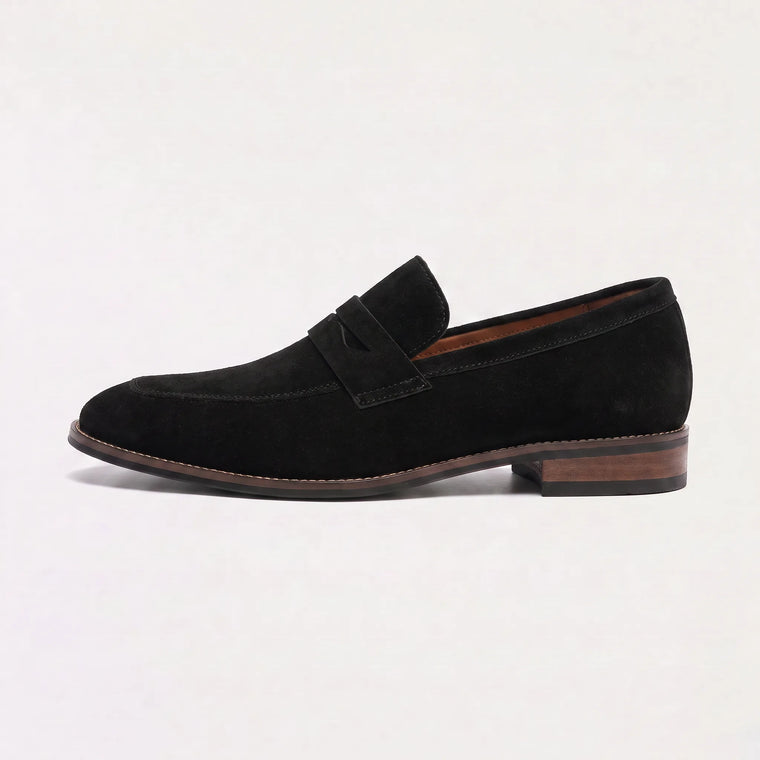 Nubuck leren loafers met saddle strap