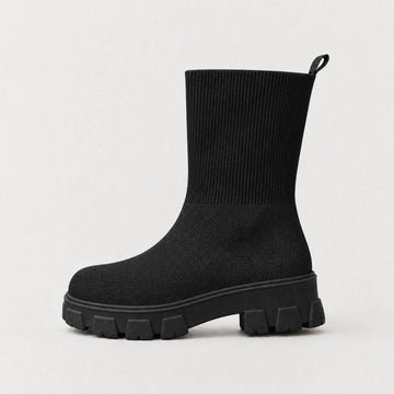 Witte enkellaarsjes met ribbed stretch