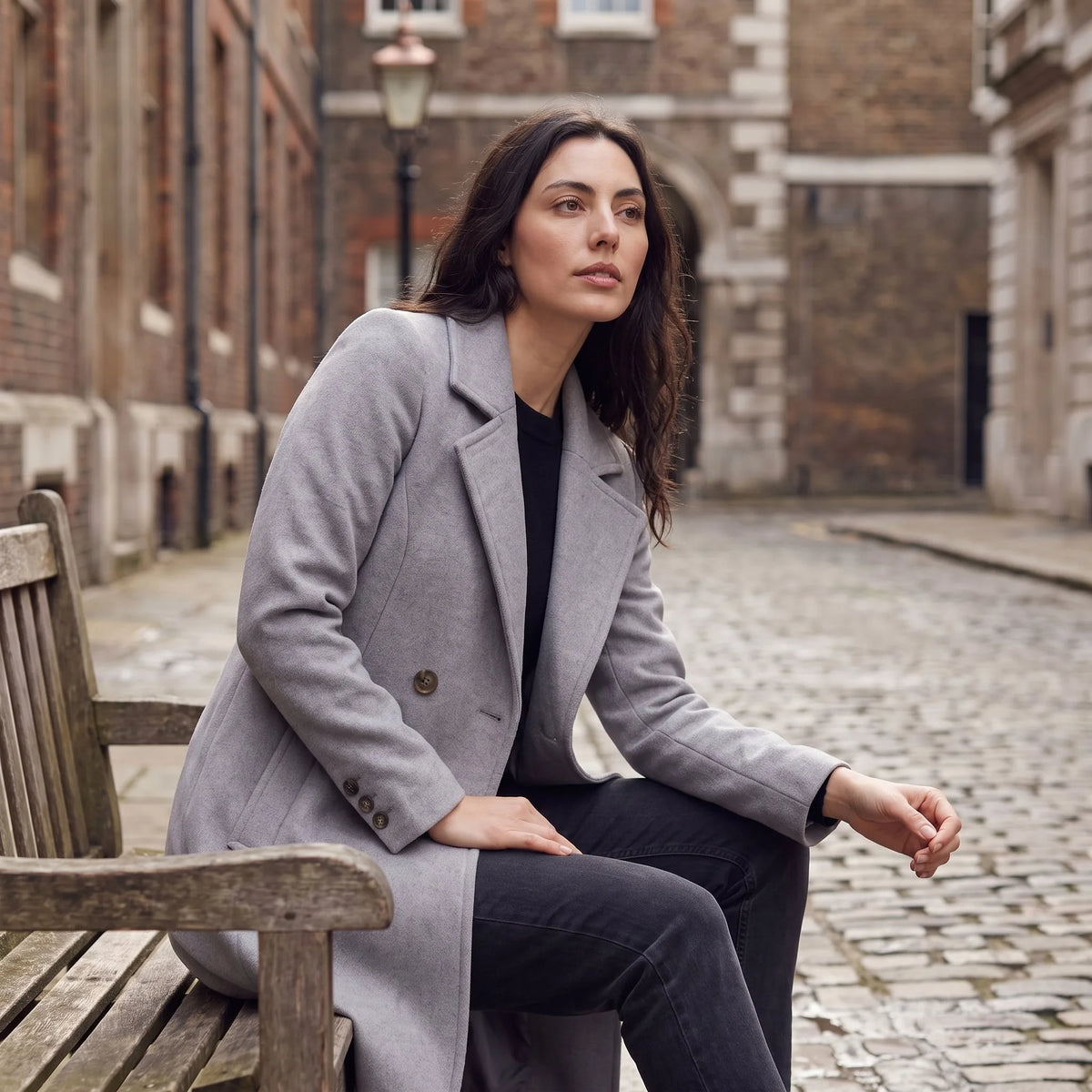 Wollen jas met notch kraag