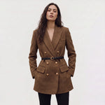 Blazer met ceintuur en herringbone