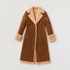 Lange jas met faux suede