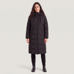 Lange puffer coat met capuchon