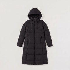 Lange puffer coat met capuchon