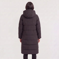 Lange puffer coat met capuchon