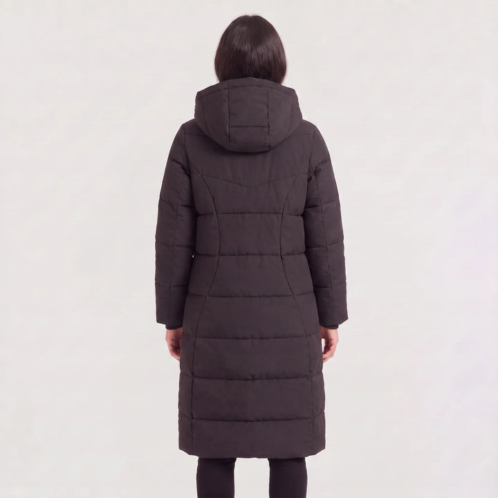 Lange puffer coat met capuchon