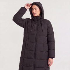 Lange puffer coat met capuchon