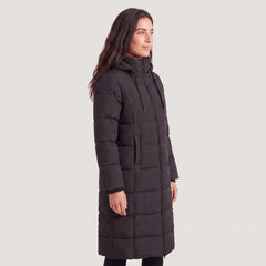 Lange puffer coat met capuchon
