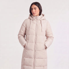 Lange puffer coat met capuchon
