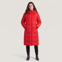 Lange puffer coat met capuchon