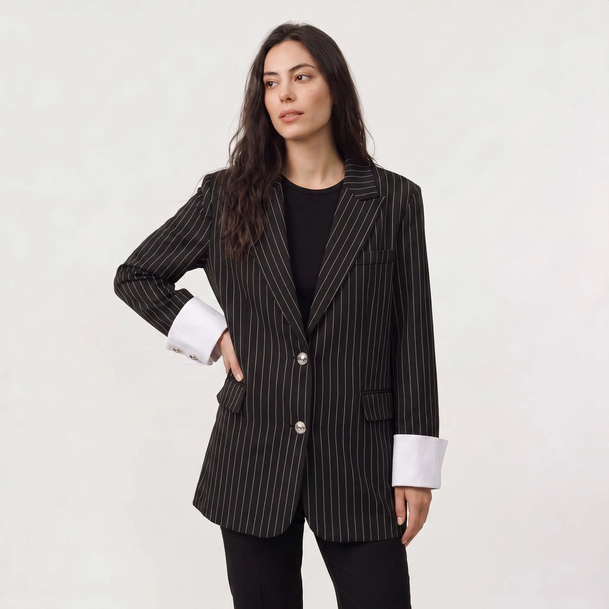 Oversized blazer met verticale strepen