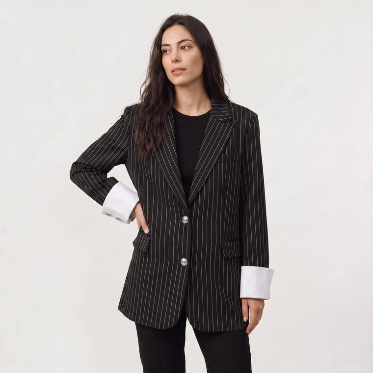 Oversized blazer met verticale strepen