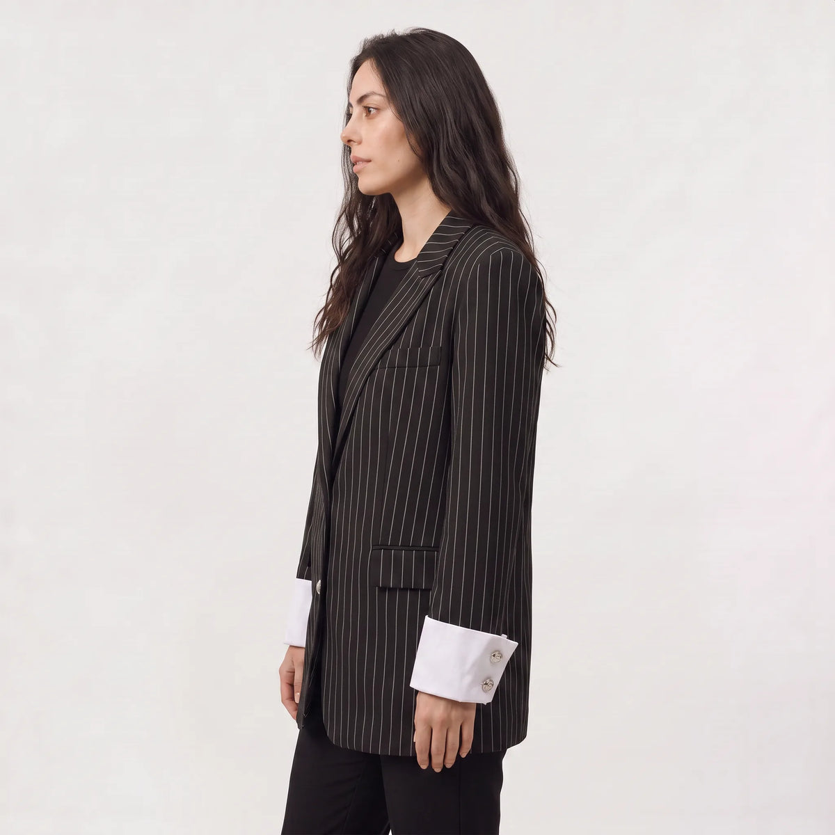 Oversized blazer met verticale strepen