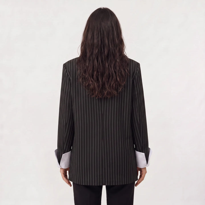 Oversized blazer met verticale strepen