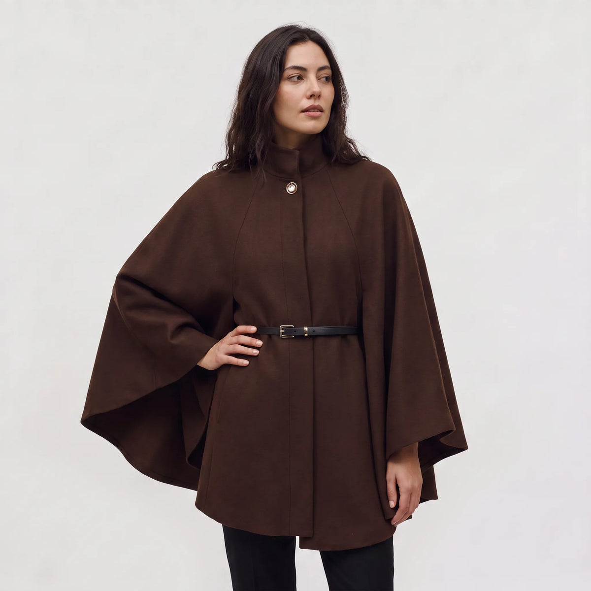 Oversized gebreide poncho