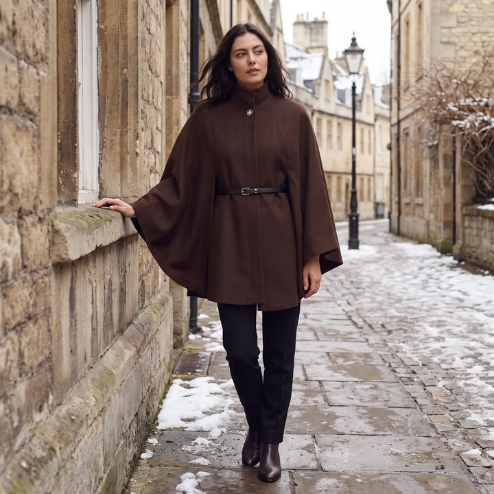 Oversized gebreide poncho