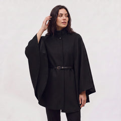 Oversized gebreide poncho