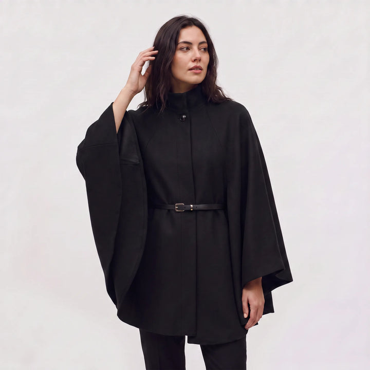 Oversized gebreide poncho