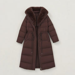 Lange puffer jas met capuchon