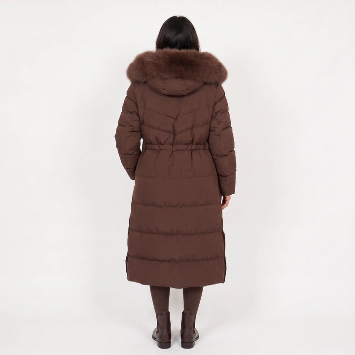 Lange puffer jas met capuchon