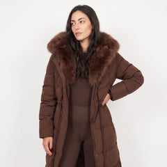 Lange puffer jas met capuchon