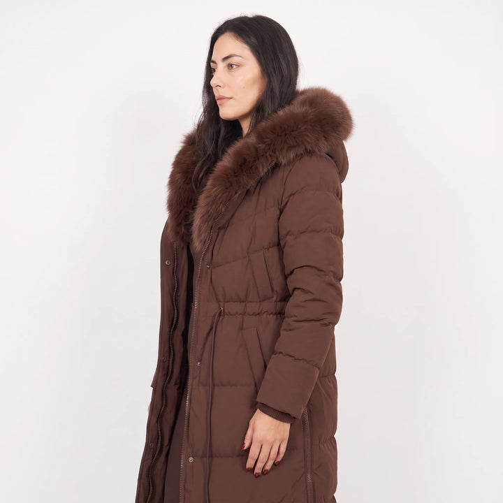 Lange puffer jas met capuchon