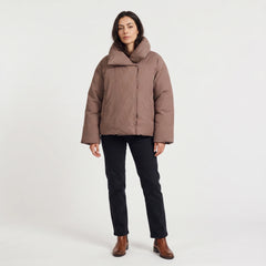 Oversized pufferjas met hoge kraag