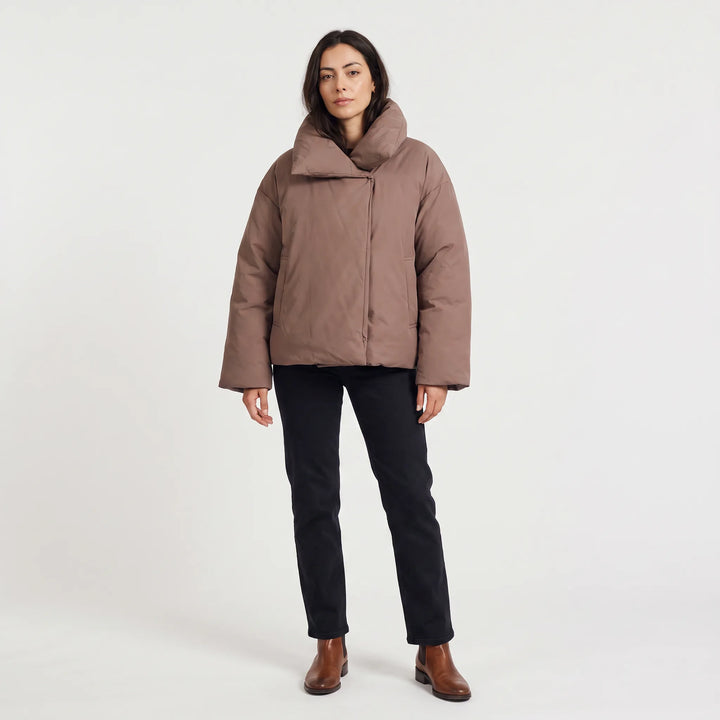 Oversized pufferjas met hoge kraag