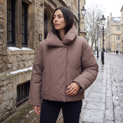 Oversized pufferjas met hoge kraag