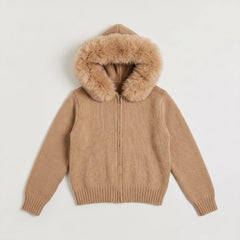 Beige jas met afneembare kraag