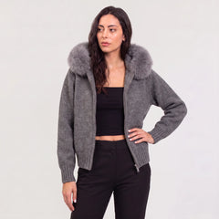 Beige jas met afneembare kraag