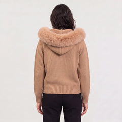 Beige jas met afneembare kraag