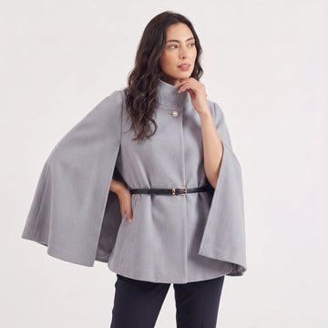 Oversized mantel met ceintuur