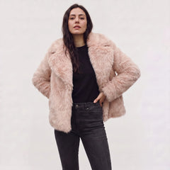 Oversized faux fur jas