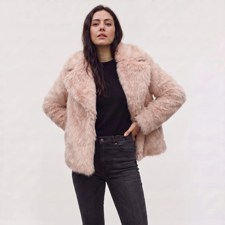 Oversized faux fur jas