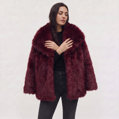 Oversized faux fur jas