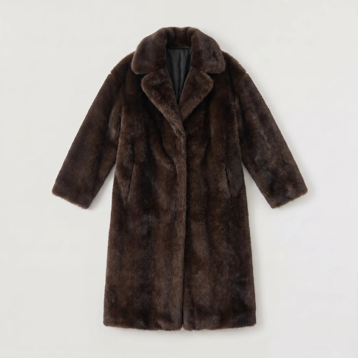 Lange faux fur jas met zakken