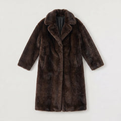 Lange faux fur jas met zakken