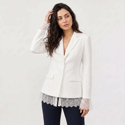 Blazer jacket met kantdetails