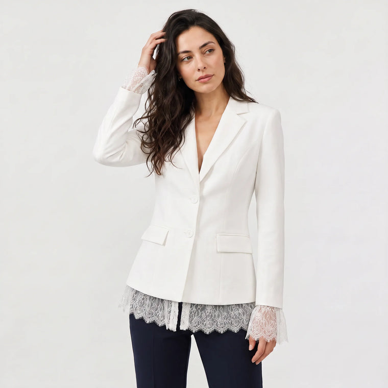 Blazer jacket met kantdetails