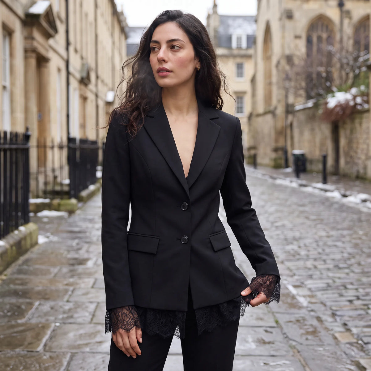 Blazer jacket met kantdetails