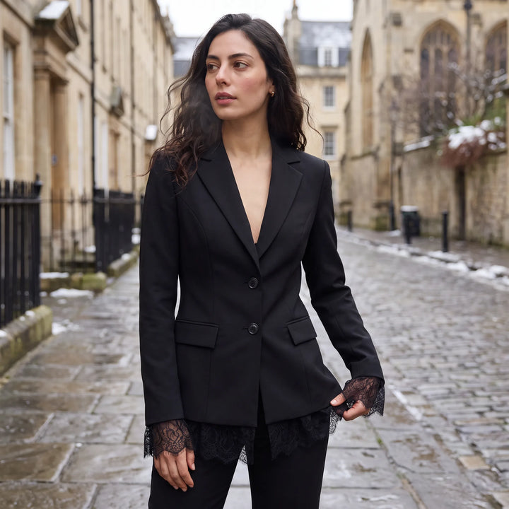 Blazer jacket met kantdetails