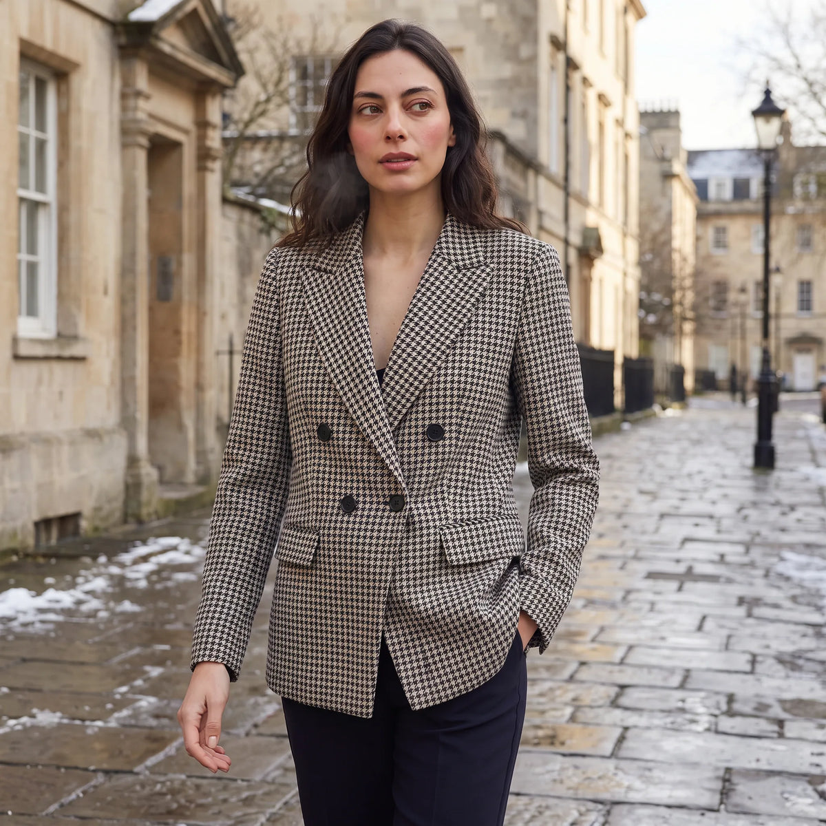 Blazer met houndstooth patroon