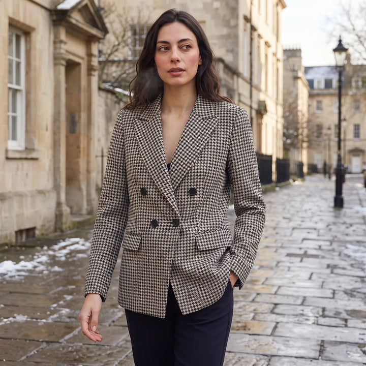 Blazer met houndstooth patroon