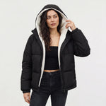Hooded puffer jacket met fleece voering