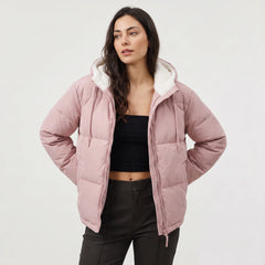 Hooded puffer jacket met fleece voering