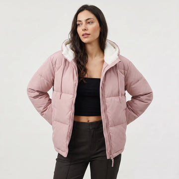 Hooded puffer jacket met fleece voering