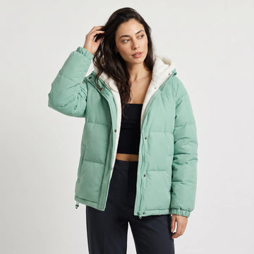 Hooded puffer jacket met fleece voering