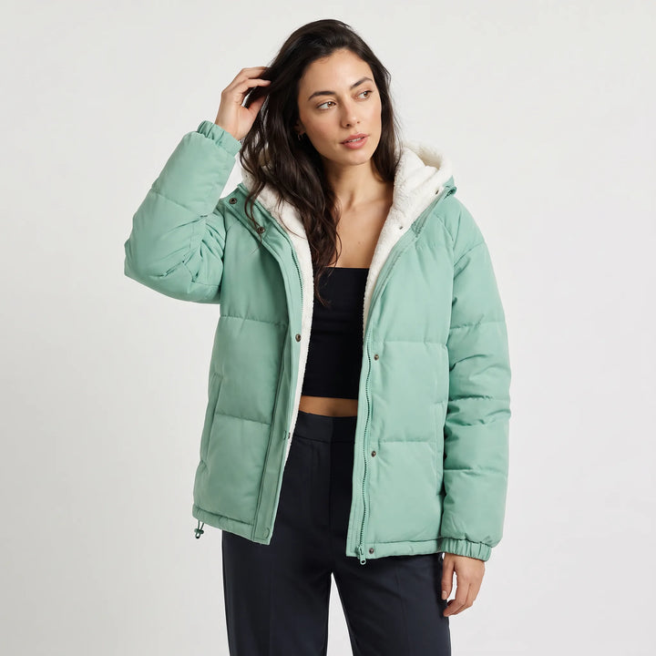 Hooded puffer jacket met fleece voering